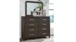 BRECKINGTON BEDROOM SET (BED + 2 NIGHTSTANDS + CHEST OF DRAWERS + MIRRORED DRESSER)