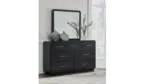 ROWANBECK BEDROOM SET (BED + 2 NIGHTSTANDS + CHEST OF DRAWERS + MIRRORED DRESSER)