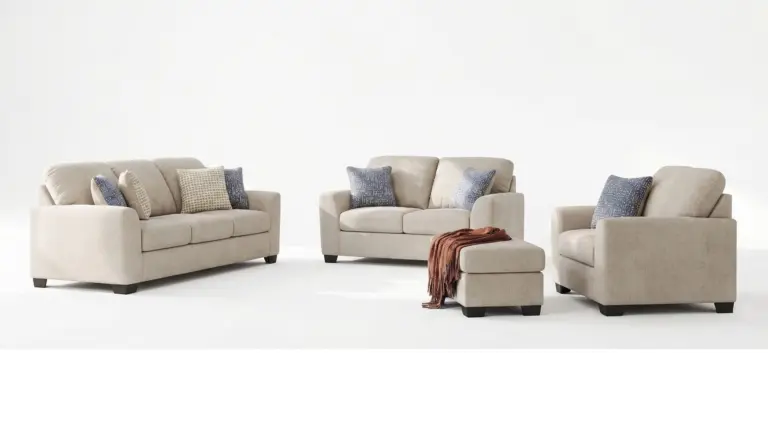 PANOLA TAUPE SOFA SET WITH OTTOMAN