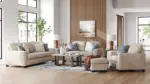 PANOLA TAUPE SOFA SET WITH OTTOMAN