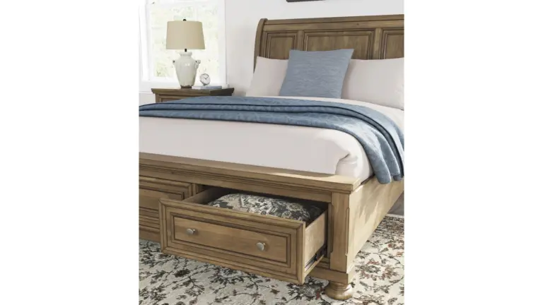 VANDENMORE BEDROOM SET (BED + 2 NIGHTSTANDS + CHEST OF DRAWERS + MIRRORED DRESSER)