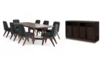 KENDAMOR EXTENDABLE DINING SET WITH 8 CHAIRS AND A SERVER