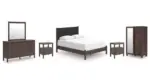 CADMORI BEDROOM SET (BED + 2 NIGHTSTANDS + MIRRORED DRESSER + CHEST OF DRAWERS)