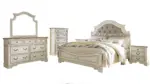 REALYN BEDROOM SET (BED + 2 NIGHTSTANDS + CHEST OF DRAWERS + MIRRORED DRESSER)