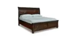 PORTER KING SLEIGH BEDROOM SET (BED + 2 NIGHTSTANDS + CHEST OF DRAWERS + MIRRORED DRESSER)