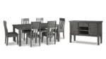 HALLANDEN EXTENDABLE DINING SET WITH 6 CHAIRS AND A SERVER