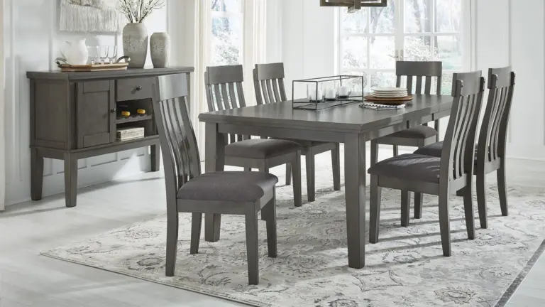 HALLANDEN EXTENDABLE DINING SET WITH 6 CHAIRS AND A SERVER