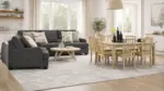 COMBO - VALERANO 6 SEATER FABRIC SOFA SET AND GLEANVILLE DINING SET WITH 6 CHAIRS