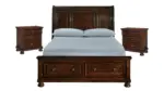 PORTER QUEEN SLEIGH BEDROOM SET (QUEEN BED + 2 NIGHSTANDS + CHEST OF DRAWERS + MIRRORED DRESSER)
