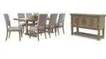 VALLARDIA EXTENDABLE DINING SET WITH 8 CHAIRS AND A SERVER