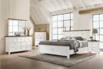 WESTCONI QUEEN BEDROOM SUITE (BED + 2 NIGHTSTANDS + MIRRORED DRESSER + CHEST OF DRAWERS)