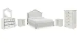 MONTENLANE BEDROOM SET (BED + 2 NIGHTSTANDS + CHEST OF DRAWERS + MIRRORED DRESSER)