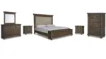 JOHNELLE BEDROOM SUITE (BED + 2 NIGHTSTANDS + MIRRORED DRESSER + CHEST OF DRAWERS)