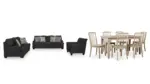 COMBO - VALERANO 6 SEATER FABRIC SOFA SET AND GLEANVILLE DINING SET WITH 6 CHAIRS