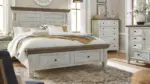 HAVALANCE QUEEN BEDROOM SUITE (BED + 2 NIGHTSTANDS + MIRRORED DRESSER + CHEST OF DRAWERS)