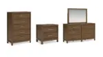 CABALYN QUEEN BEDROOM SET (BED + 2 NIGHTSTANDS + MIRRORED DRESSER + CHEST OF DRAWERS)