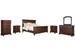 PORTER KING PANEL BEDROOM SET (BED + 2 NIGHTSTANDS + MIRRORED DRESSER + CHEST OF DRAWERS)