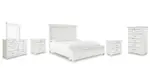 KANWYN BEDROOM SET (BED + 2 NIGHTSTANDS + MIRRORED DRESSER + CHEST OF DRAWERS)