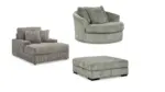 LINDYN SECTIONAL SOFA SET WITH OTTOMAN & SWIVEL CHAIR