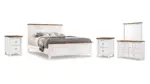 WESTCONI KING BEDROOM SET ( BED + 2 NIGHTSTANDS + MIRRORED DRESSER)