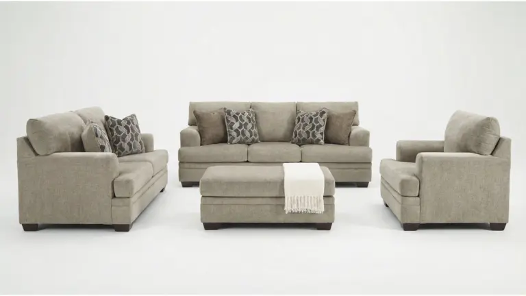 STONEMEADE TAUPE SOFA SET WITH OTTOMAN