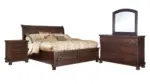 PORTER QUEEN SLEIGH BEDROOM SET (QUEEN BED + 2 NIGHSTANDS + CHEST OF DRAWERS + MIRRORED DRESSER)
