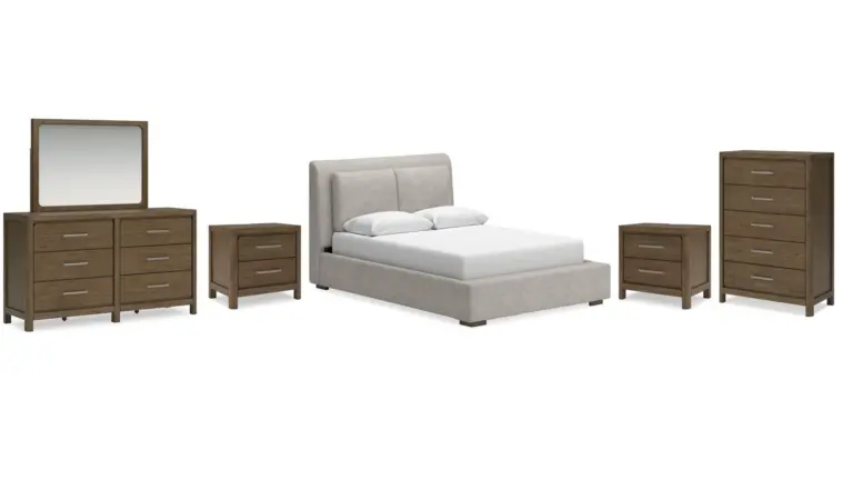CABALYN KING BEDROOM SET (BED + 2 NIGHTSTANDS + MIRRORED DRESSER + CHEST OF DRAWERS)