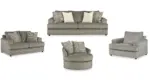 SOLETREN GREY 7 SEATER SOFA SET WITH A SWIVEL CHAIR