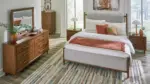 LYNCOTT BEDROOM SUITE (BED + 2 NIGHTSTANDS + MIRRORED DRESSER + CHEST OF DRAWERS)