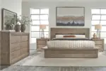 LANGFORD BEDROOM SUITE (BED + 2 NIGHTSTANDS + MIRRORED DRESSER + CHEST OF DRAWERS)