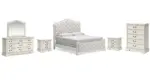 ARLENDYNE BEDROOM SUITE ( BED + 2 NIGHTSTANDS + MIRRORED DRESSER + CHEST OF DRAWERS)