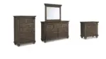 JOHNELLE BEDROOM SUITE (BED + 2 NIGHTSTANDS + MIRRORED DRESSER + CHEST OF DRAWERS)