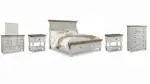 HAVALANCE QUEEN BEDROOM SUITE (BED + 2 NIGHTSTANDS + MIRRORED DRESSER + CHEST OF DRAWERS)