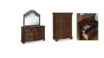 LAVINTONE BEDROOM SET (BED + MIRRORED DRESSER + CHEST OF DRAWERS)