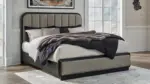 ROWANBECK BEDROOM SET (BED + 2 NIGHTSTANDS + CHEST OF DRAWERS + MIRRORED DRESSER)