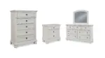 ROBBINSDALE BEDROOM SUITE (BED + 2 NIGHTSTANDS + MIRRORED DRESSER + CHEST OF DRAWERS)