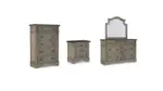 LODENBAY BEDROOM SUITE (BED + 2 NIGHTSTANDS + MIRRORED DRESSER + CHEST OF DRAWERS)