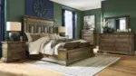 CHANNLEY BEDROOM SET (BED + 2 NIGHSTANDS + CHEST OF DRAWERS + MIRRORED DRESSER)