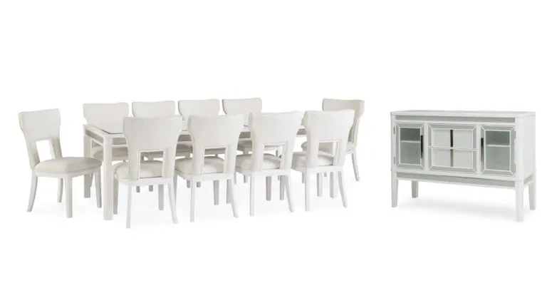 CHALANNA EXTENDABLE DINING SET WITH 10 CHAIRS