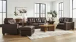 SANTORINE LEATHER 6 SEATER SOFA SET WITH OTTOMAN