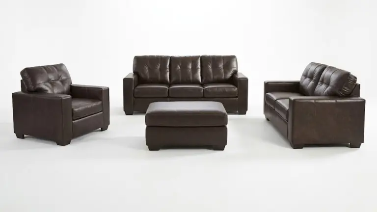 SANTORINE LEATHER 6 SEATER SOFA SET WITH OTTOMAN