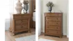 CHADWORTH BEDROOM SET (BED + 2 NIGHSTANDS + CHEST OF DRAWERS + MIRRORED DRESSER)