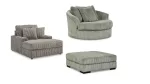 LINDYN SECTIONAL SOFA SET WITH OTTOMAN & SWIVEL CHAIR