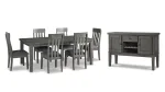 HALLANDEN EXTENDABLE DINING SET WITH 6 CHAIRS AND A SERVER