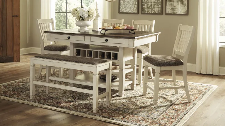 BOLANBURG DINING SET WITH 4 CHAIRS AND A BENCH