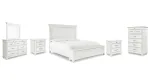 KANWYN BEDROOM SET (BED + 2 NIGHTSTANDS + MIRRORED DRESSER + CHEST OF DRAWERS)