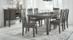 HALLANDEN EXTENDABLE DINING SET WITH 6 CHAIRS AND A SERVER